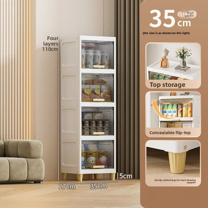 Kitchen Batoom Narrow Space Storage Cabinet Flip Cover Sle Refrigerator Side Storage elf Living Room Bedroom Organizer