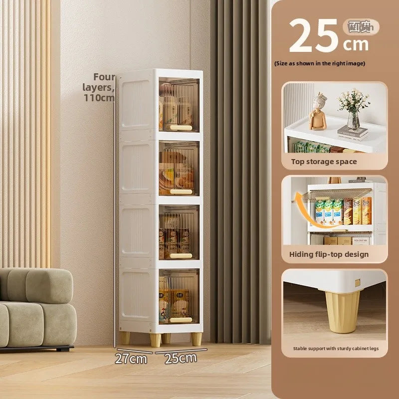 Kitchen Batoom Narrow Space Storage Cabinet Flip Cover Sle Refrigerator Side Storage elf Living Room Bedroom Organizer