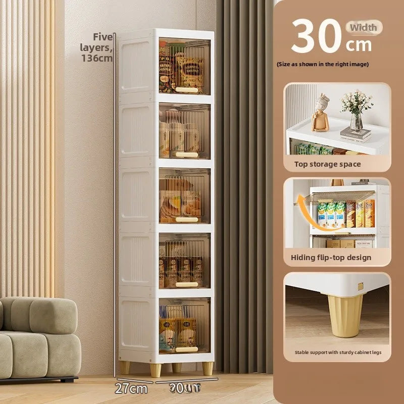Kitchen Batoom Narrow Space Storage Cabinet Flip Cover Sle Refrigerator Side Storage elf Living Room Bedroom Organizer