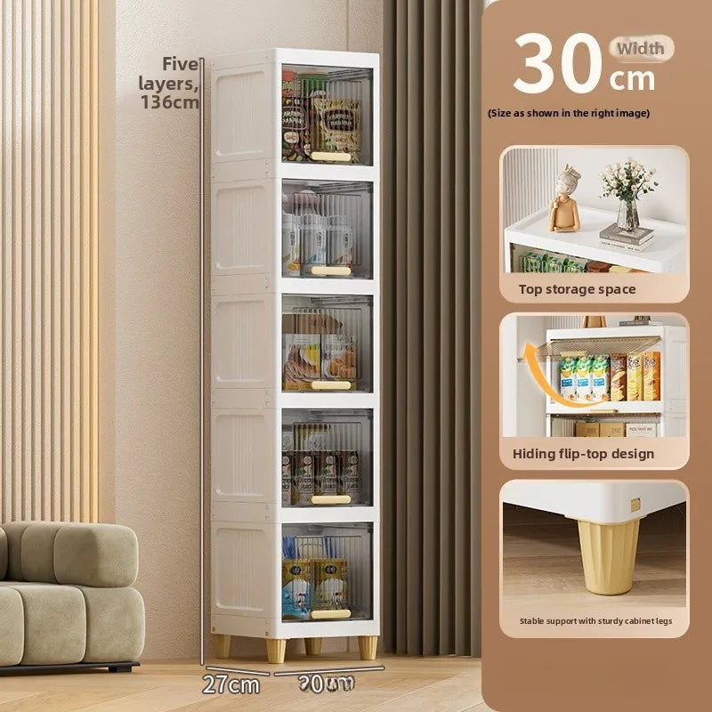 Kitchen Batoom Narrow Space Storage Cabinet Flip Cover Sle Refrigerator Side Storage elf Living Room Bedroom Organizer