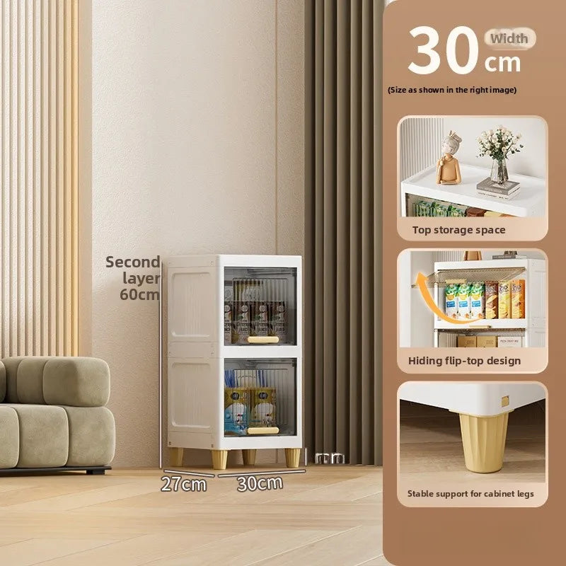 Kitchen Batoom Narrow Space Storage Cabinet Flip Cover Sle Refrigerator Side Storage elf Living Room Bedroom Organizer