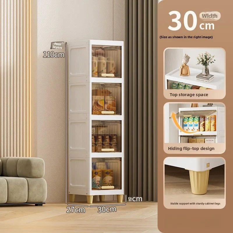 Kitchen Batoom Narrow Space Storage Cabinet Flip Cover Sle Refrigerator Side Storage elf Living Room Bedroom Organizer