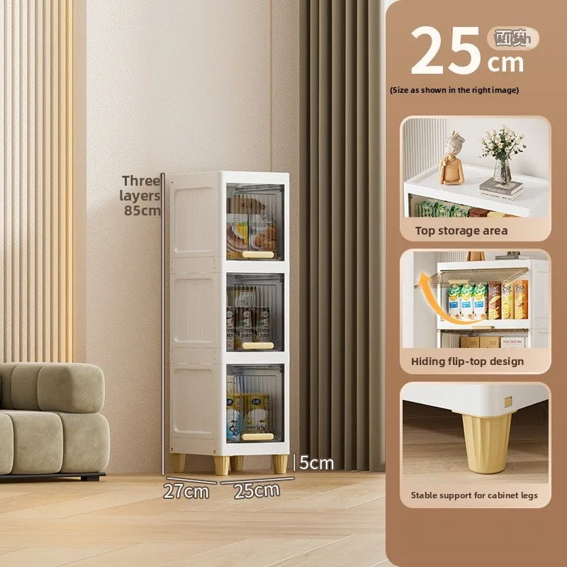 Kitchen Batoom Narrow Space Storage Cabinet Flip Cover Sle Refrigerator Side Storage elf Living Room Bedroom Organizer