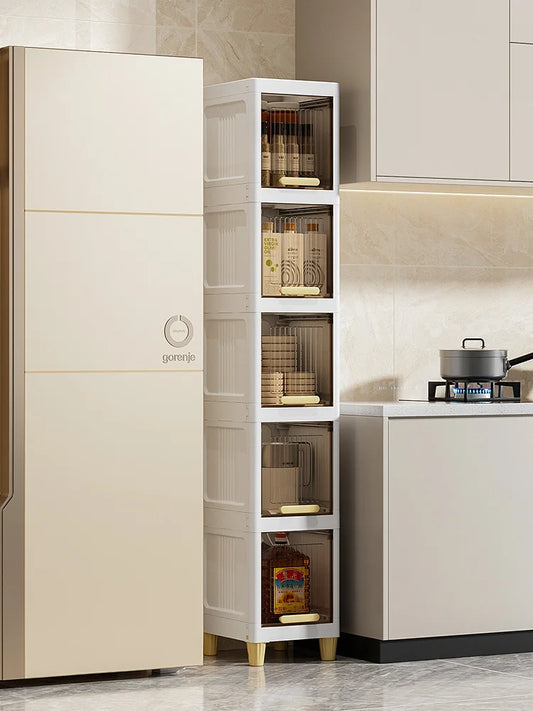 Kitchen Batoom Narrow Space Storage Cabinet Flip Cover Sle Refrigerator Side Storage elf Living Room Bedroom Organizer