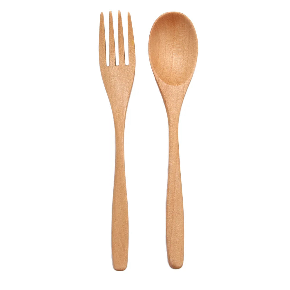 Dinner Kit Wooden Kitchen Supplies Soups Cereal Rice Dinnerware Sets Tableware Spoon Fork