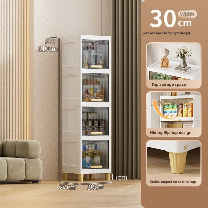 Kitchen Batoom Narrow Space Storage Cabinet Flip Cover Sle Refrigerator Side Storage elf Living Room Bedroom Organizer