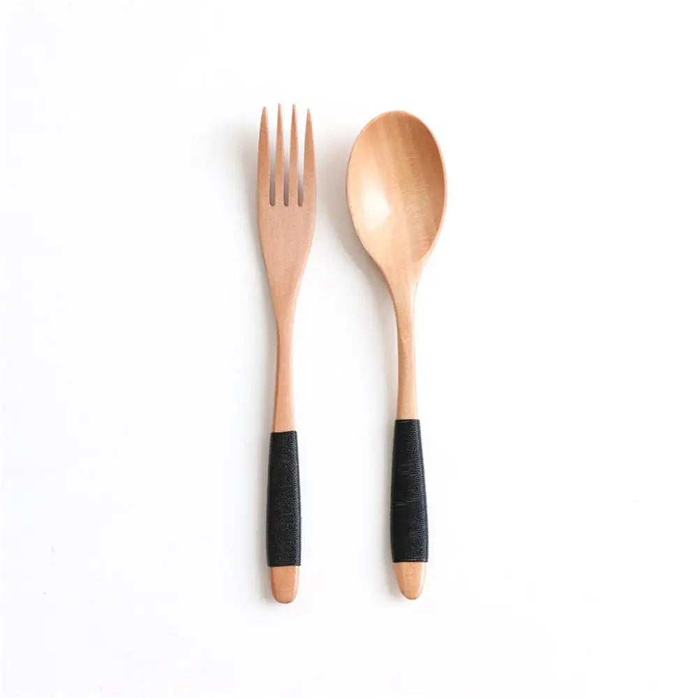 Dinner Kit Wooden Kitchen Supplies Soups Cereal Rice Dinnerware Sets Tableware Spoon Fork