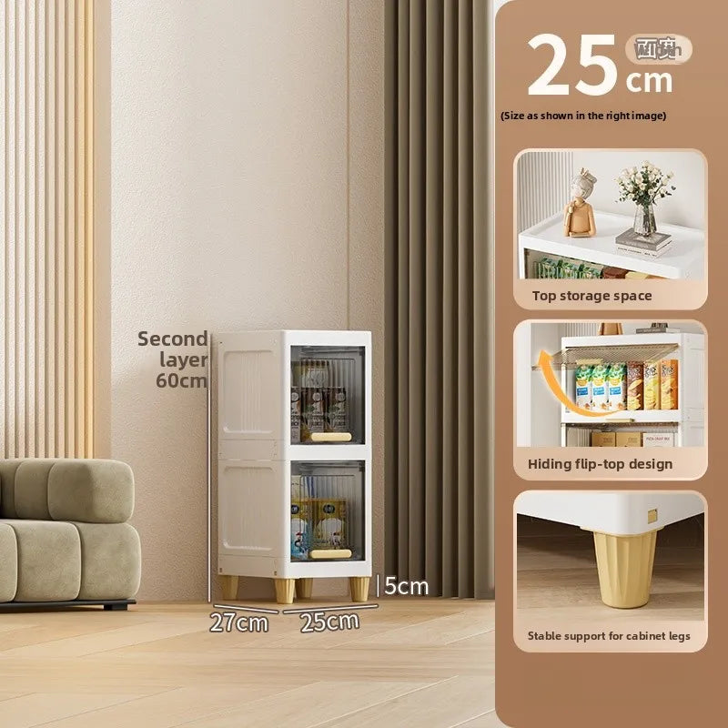 Kitchen Batoom Narrow Space Storage Cabinet Flip Cover Sle Refrigerator Side Storage elf Living Room Bedroom Organizer