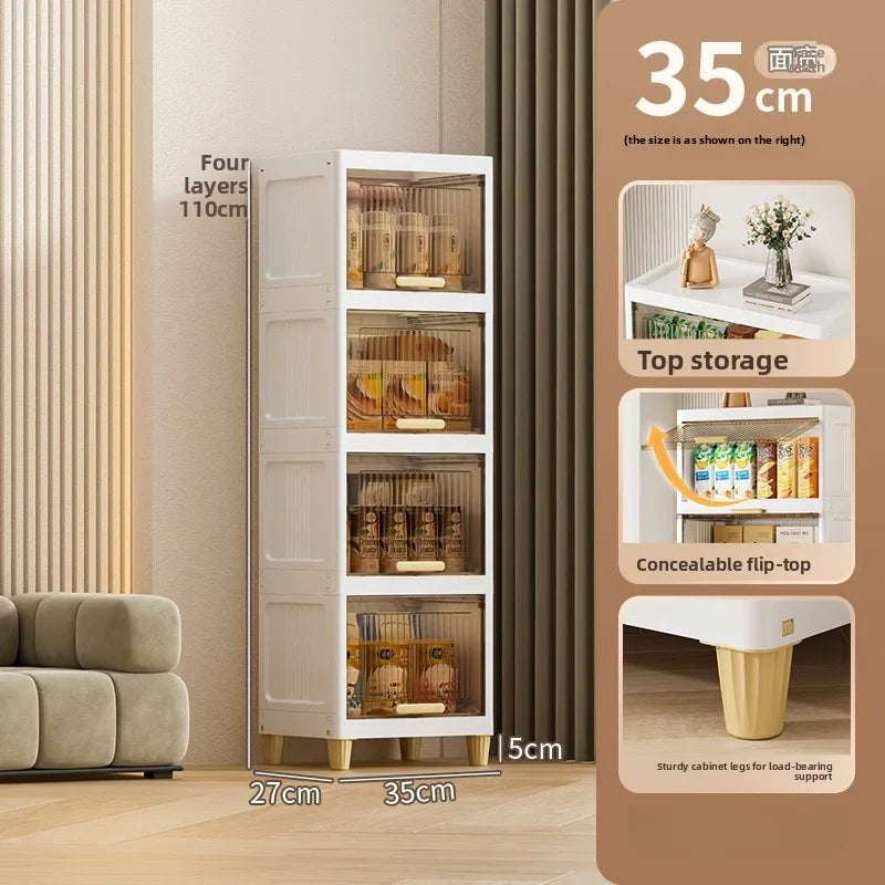 Kitchen Batoom Narrow Space Storage Cabinet Flip Cover Sle Refrigerator Side Storage elf Living Room Bedroom Organizer