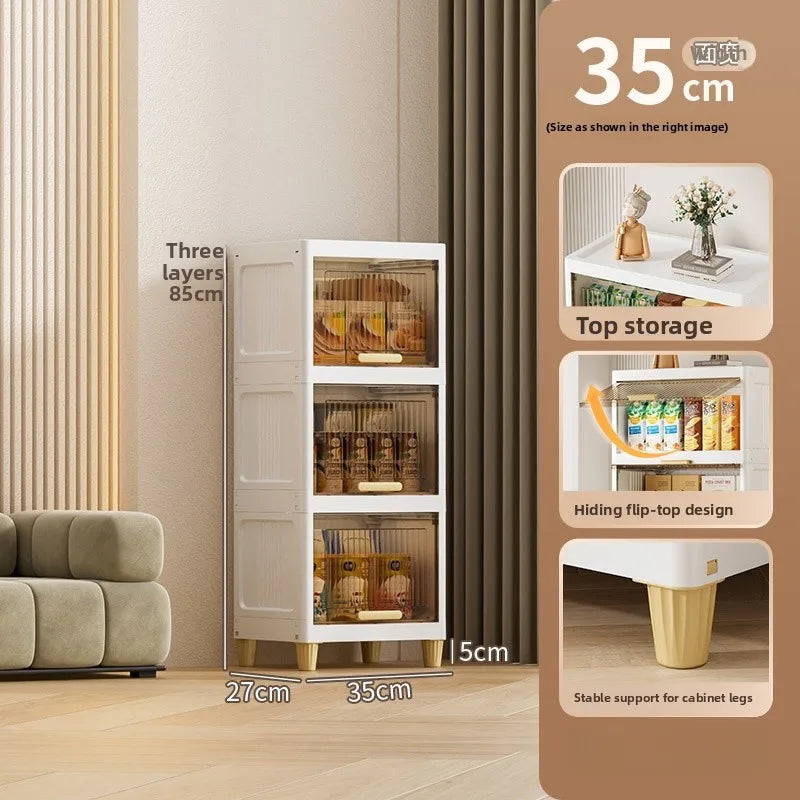 Kitchen Batoom Narrow Space Storage Cabinet Flip Cover Sle Refrigerator Side Storage elf Living Room Bedroom Organizer