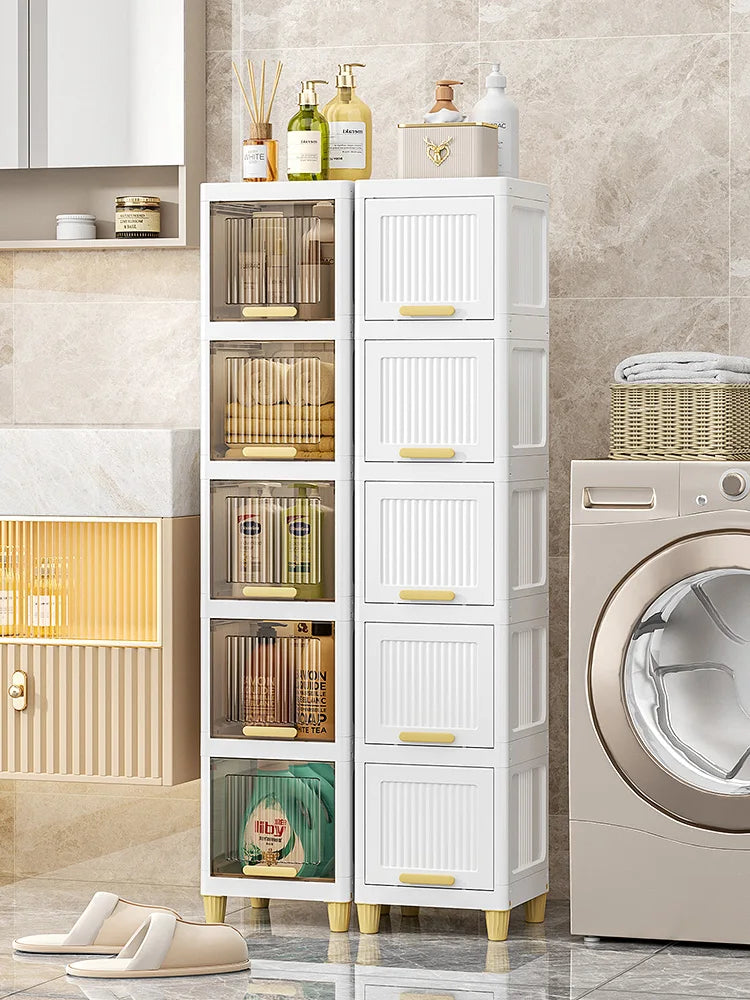 Kitchen Batoom Narrow Space Storage Cabinet Flip Cover Sle Refrigerator Side Storage elf Living Room Bedroom Organizer