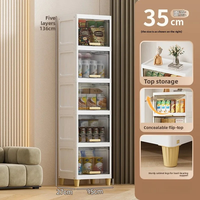 Kitchen Batoom Narrow Space Storage Cabinet Flip Cover Sle Refrigerator Side Storage elf Living Room Bedroom Organizer
