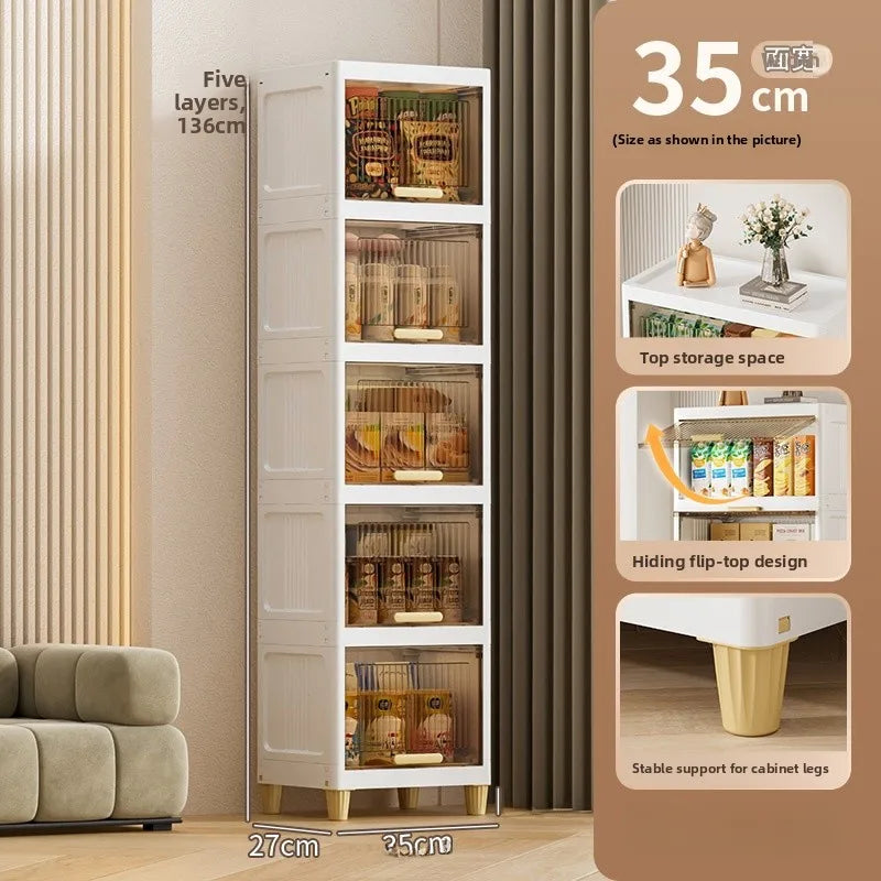 Kitchen Batoom Narrow Space Storage Cabinet Flip Cover Sle Refrigerator Side Storage elf Living Room Bedroom Organizer