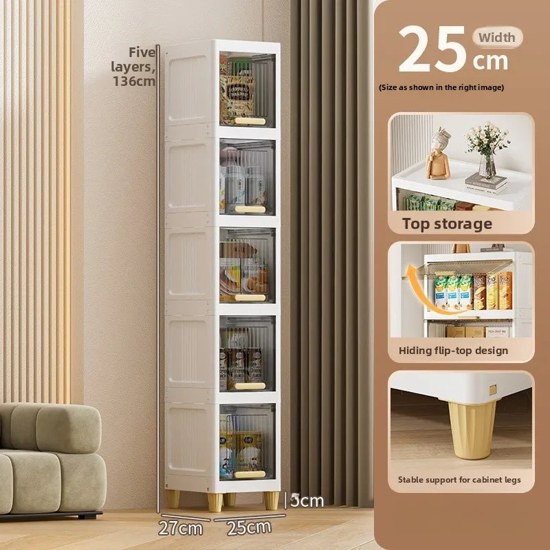 Kitchen Batoom Narrow Space Storage Cabinet Flip Cover Sle Refrigerator Side Storage elf Living Room Bedroom Organizer