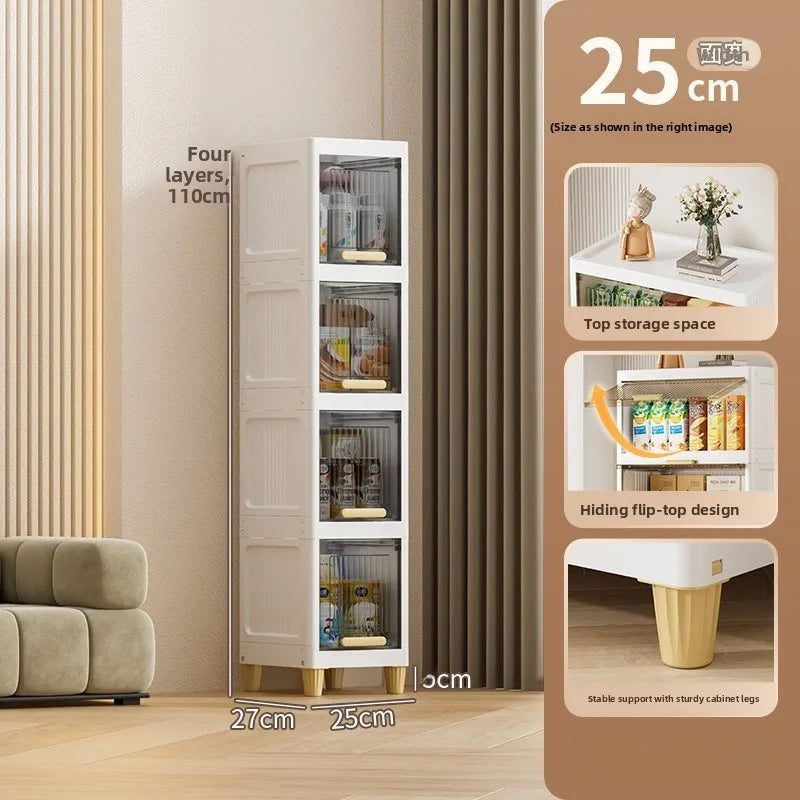 Kitchen Batoom Narrow Space Storage Cabinet Flip Cover Sle Refrigerator Side Storage elf Living Room Bedroom Organizer