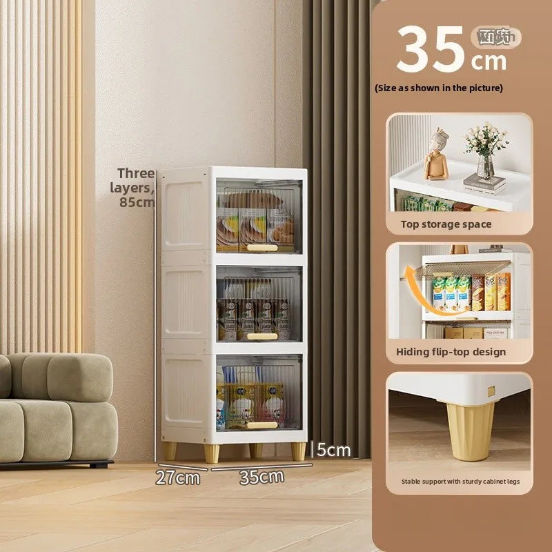 Kitchen Batoom Narrow Space Storage Cabinet Flip Cover Sle Refrigerator Side Storage elf Living Room Bedroom Organizer